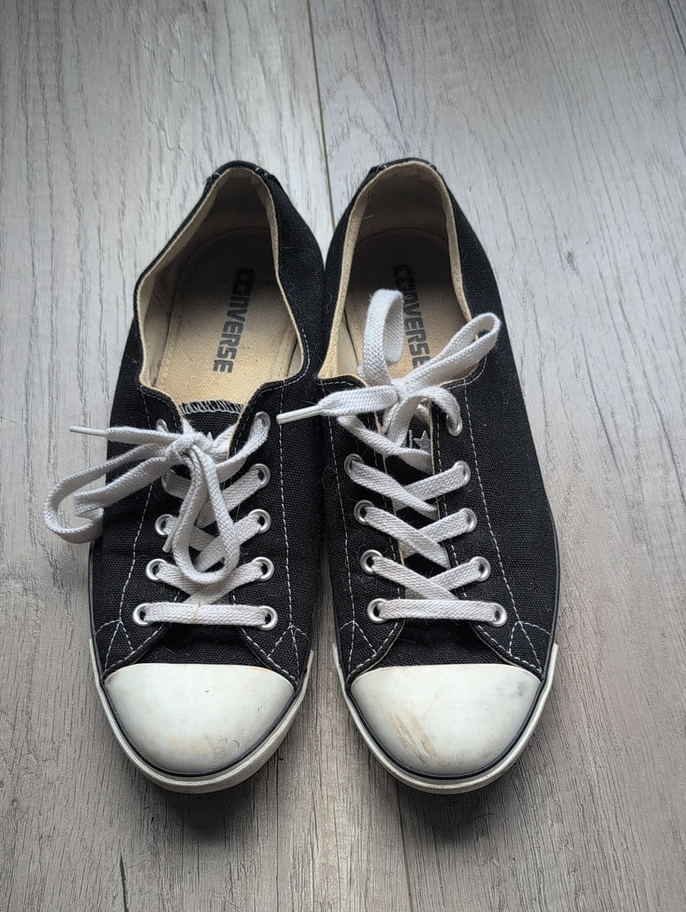 Converse Black Canvas Low Top Sneakers with White Accents